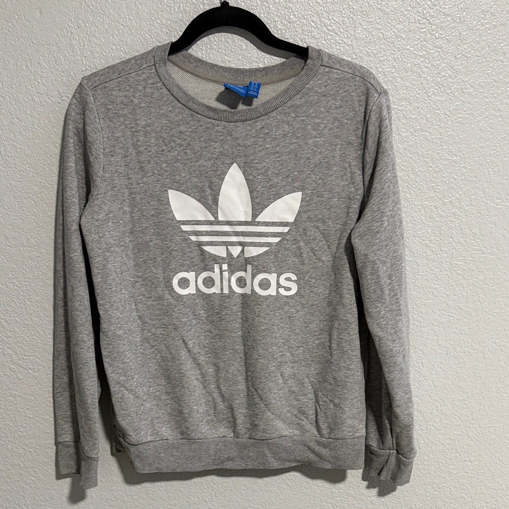 Adidas Heather Gray Crewneck with White Logo